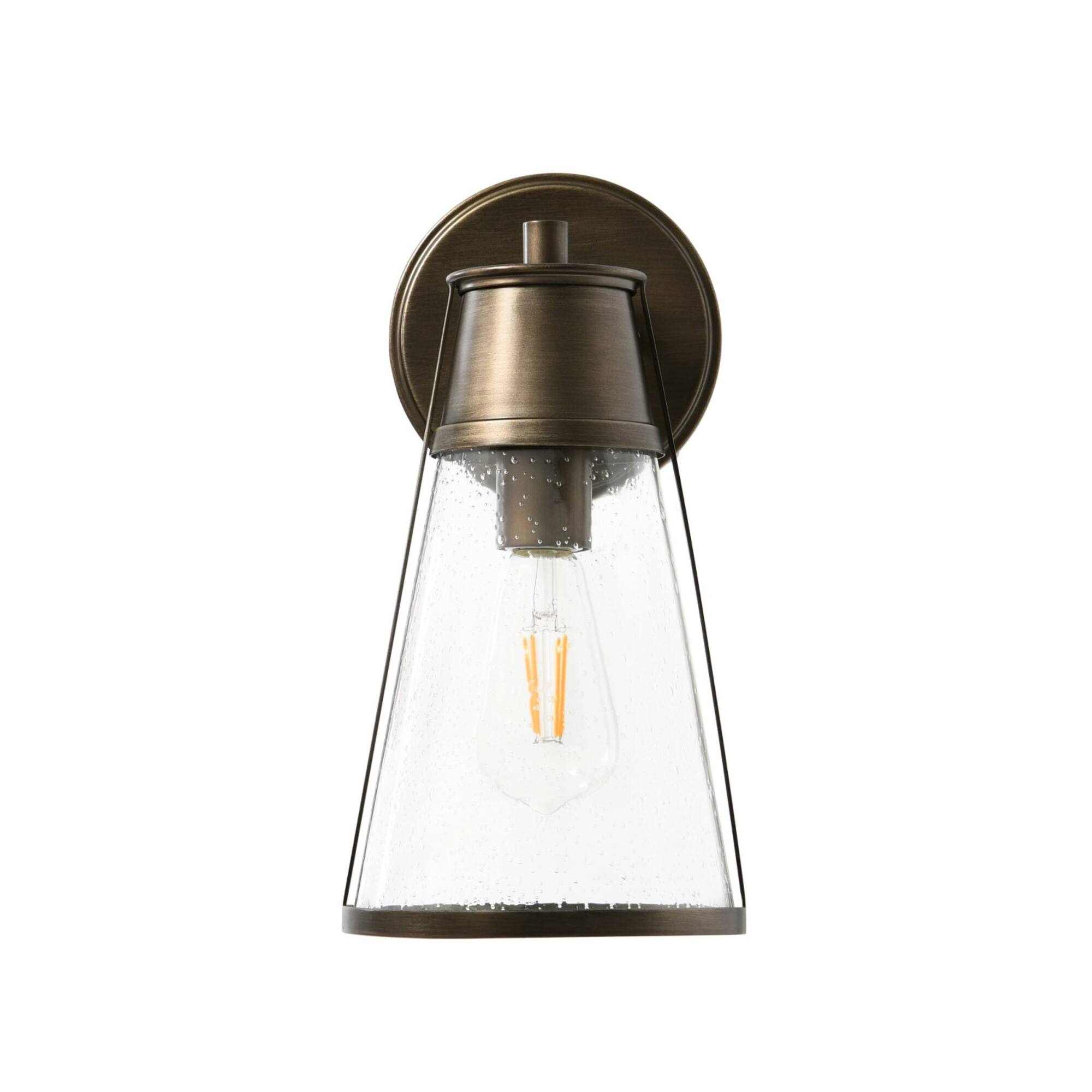 Hello Honey® Robert Stevenson Lighting Jaxon 13.5" Metal & Seedy Glass Outdoor Wall Sconce